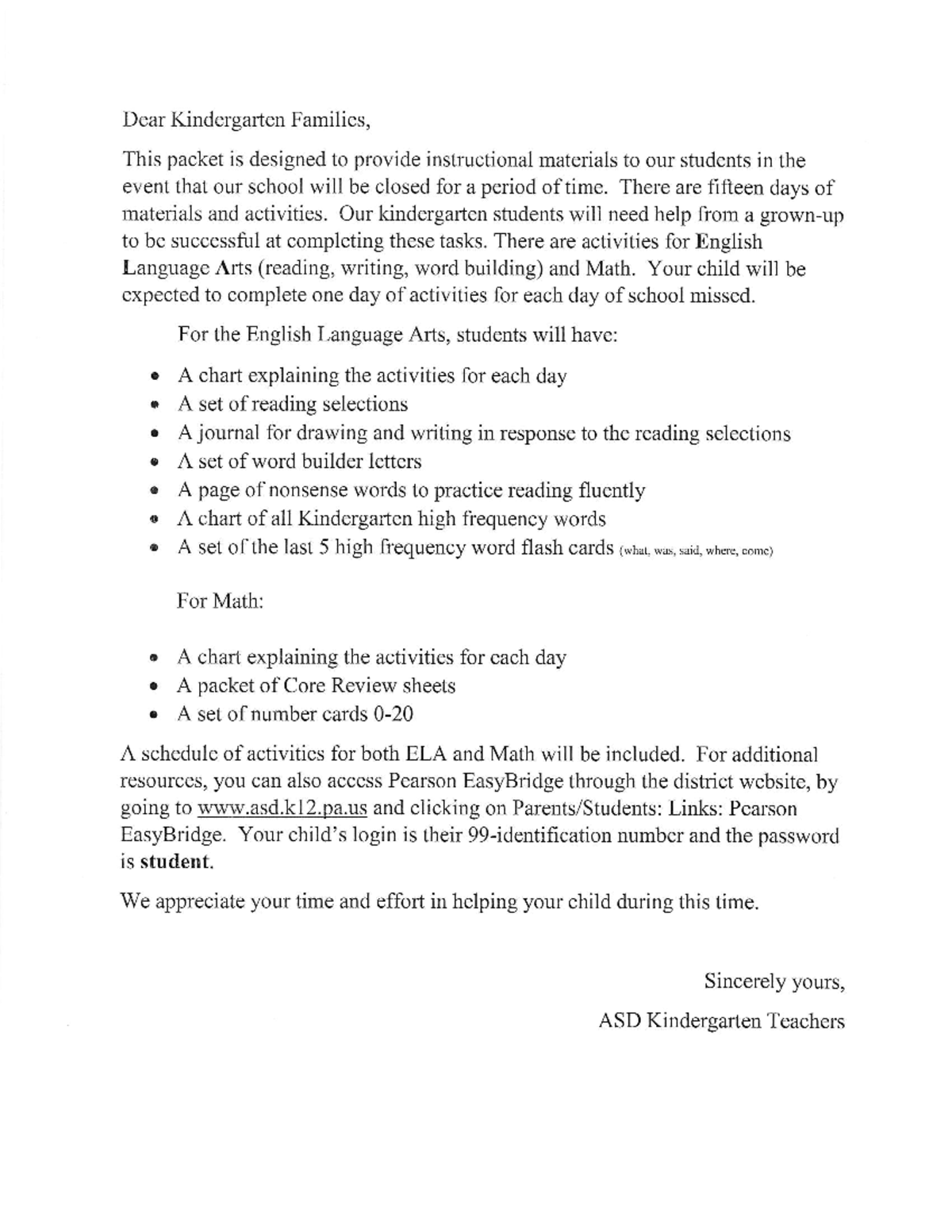 Kindergarten Instructional Packet for School Closure Activities - Studocu