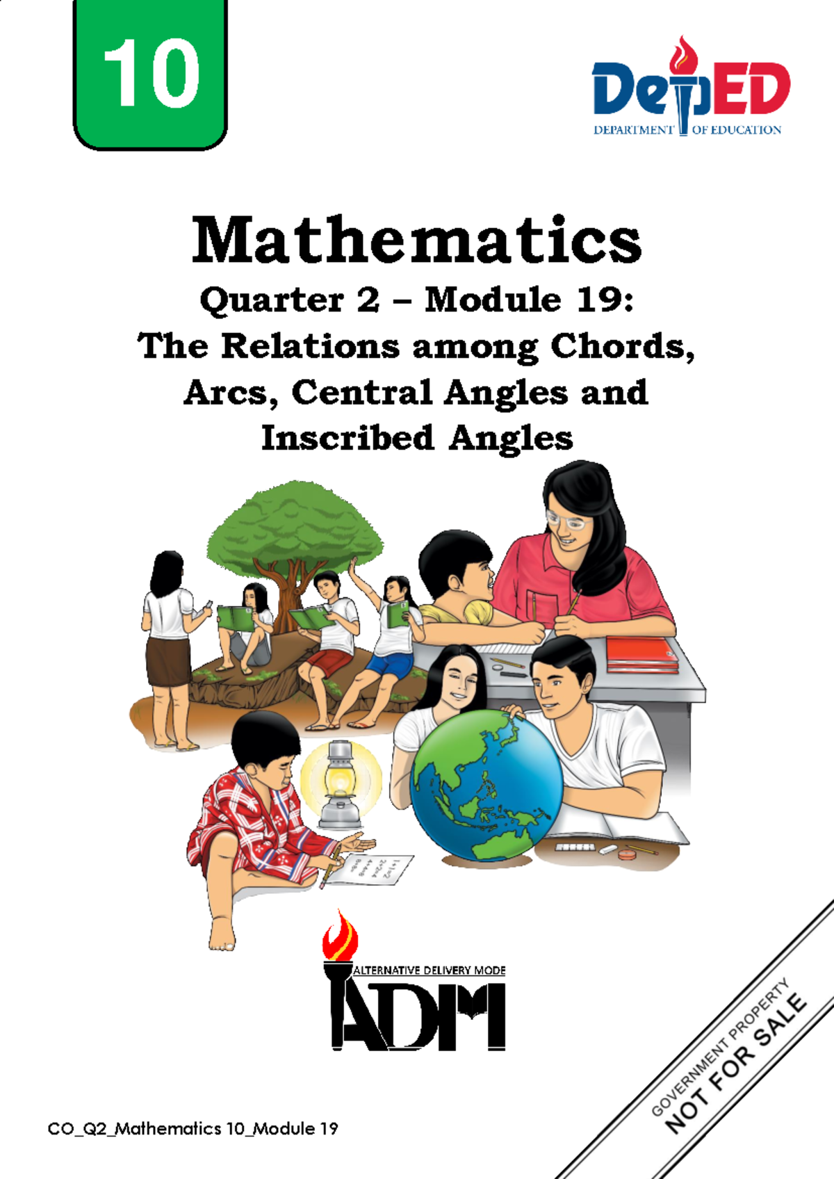Mathematics 10 Q2 - Module 19: Chords, Arcs, and Angles Relations - Studocu