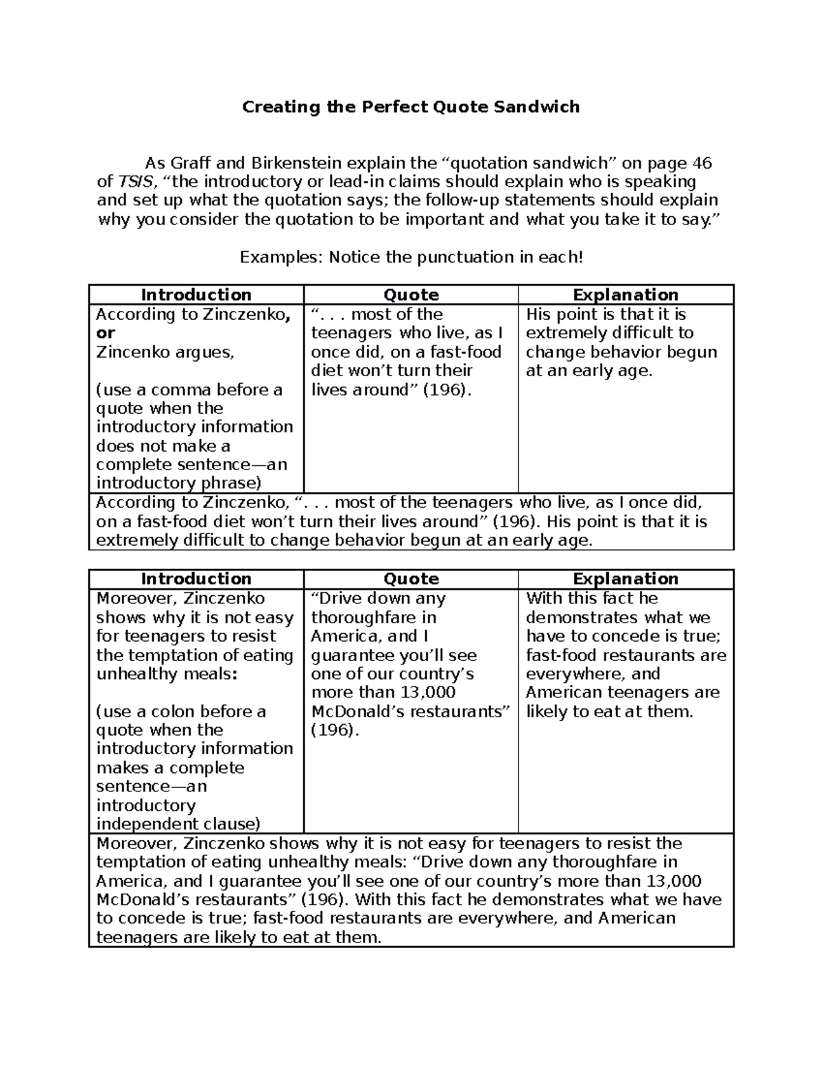 Citing and Embedding Quotations Games and Activities — TeachWriting.org, image size:1200x1553