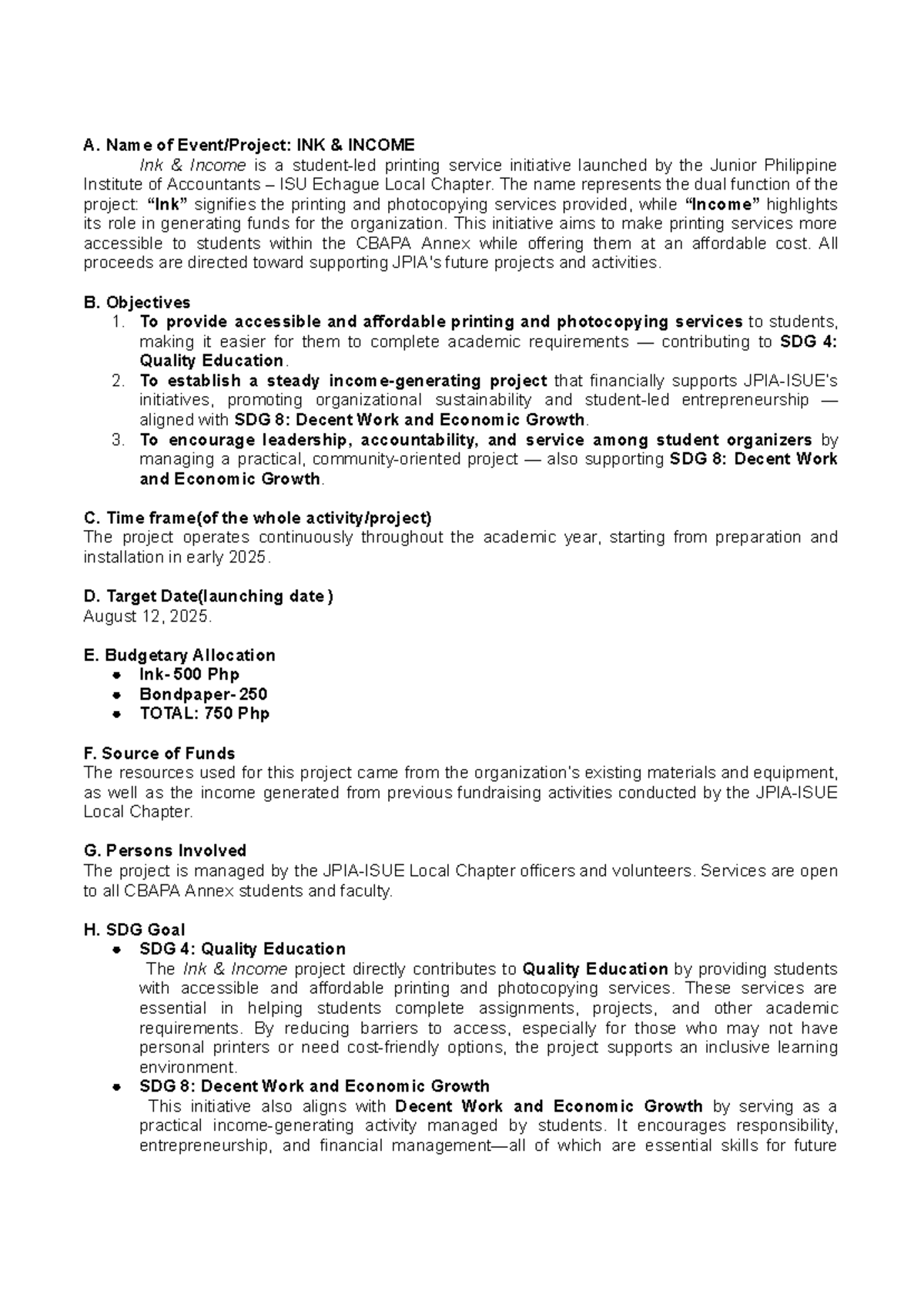 IGP- Final Exam: Initiatives for Student Support and Sustainability ...