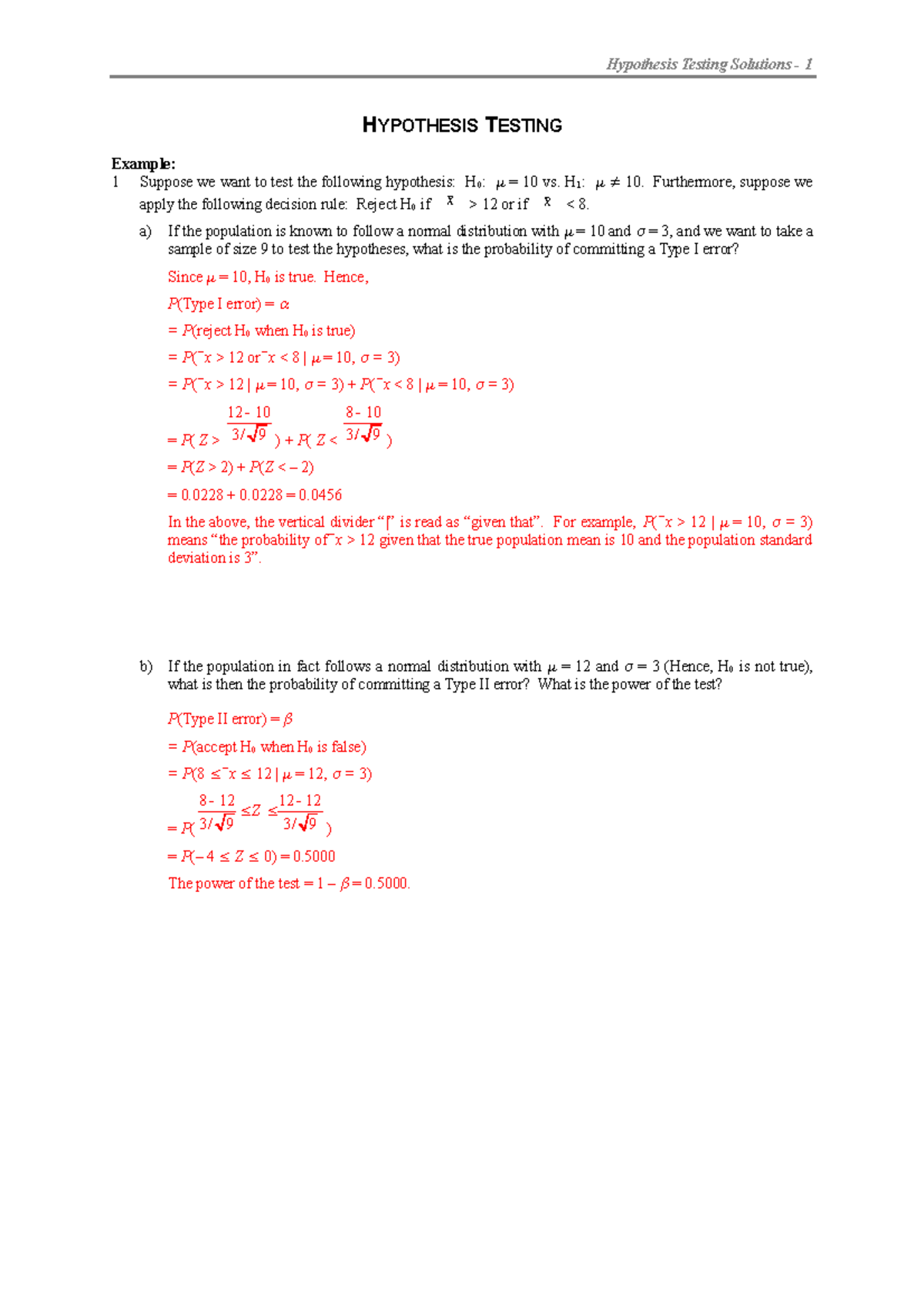 1.4 Solutions to Examples (Hypothesis Test) - HYPOTHESIS TESTING ...