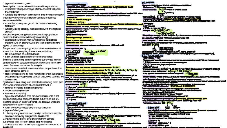 Stats 101: Final Exam Cheat Sheet on Research Goals & Sampling - Studocu