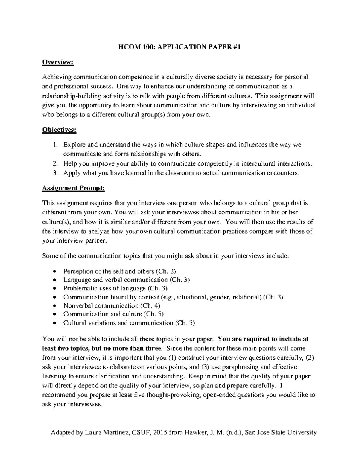 HCOM 100: Application Paper on Intercultural Communication - Studocu