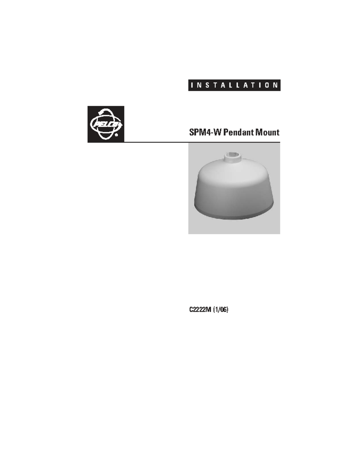 Pelco SPM4-W Pendant Mount Installation & Safety Instructions - Studocu