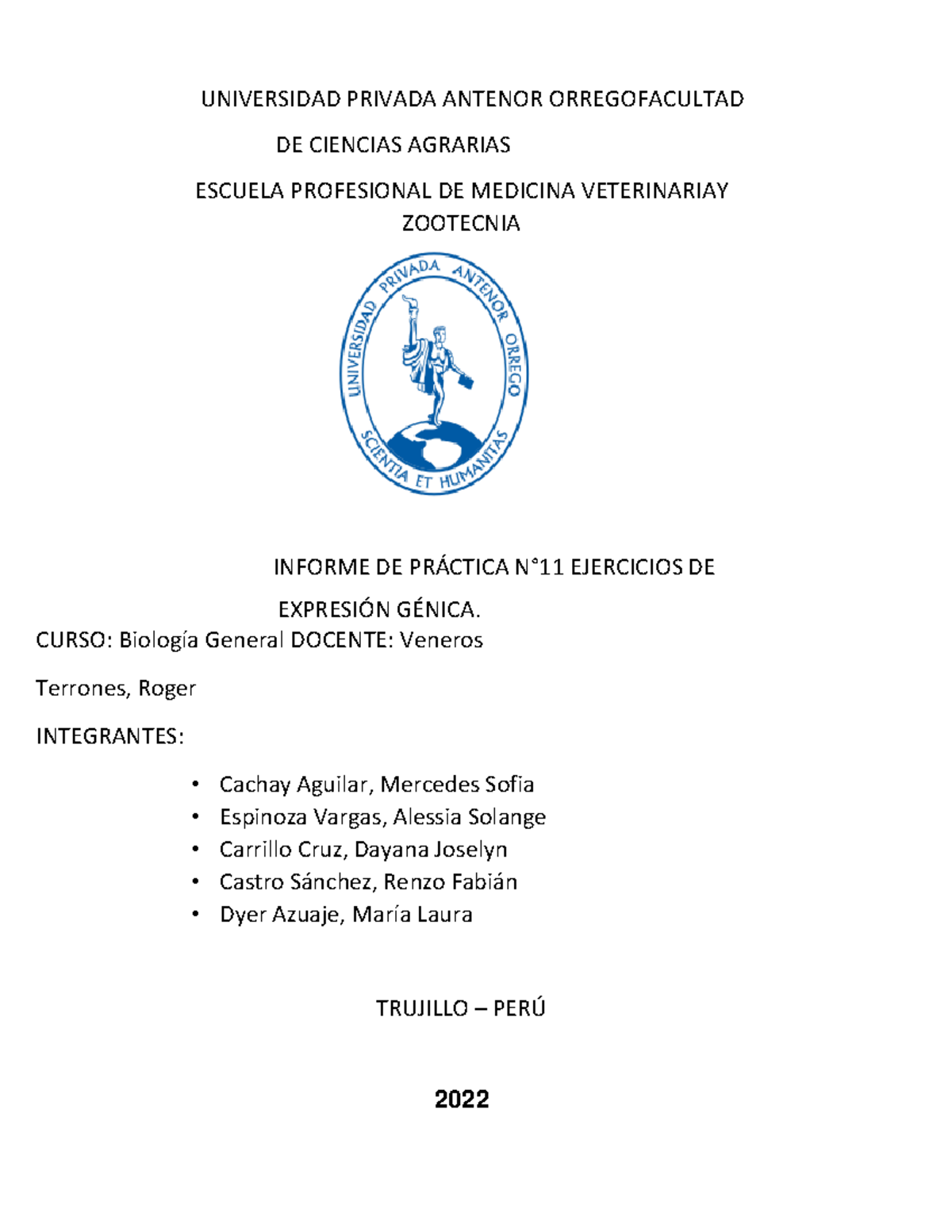 Práctica 11: Ejercicios sobre Expresión Génetica - Biología General - Document Preview