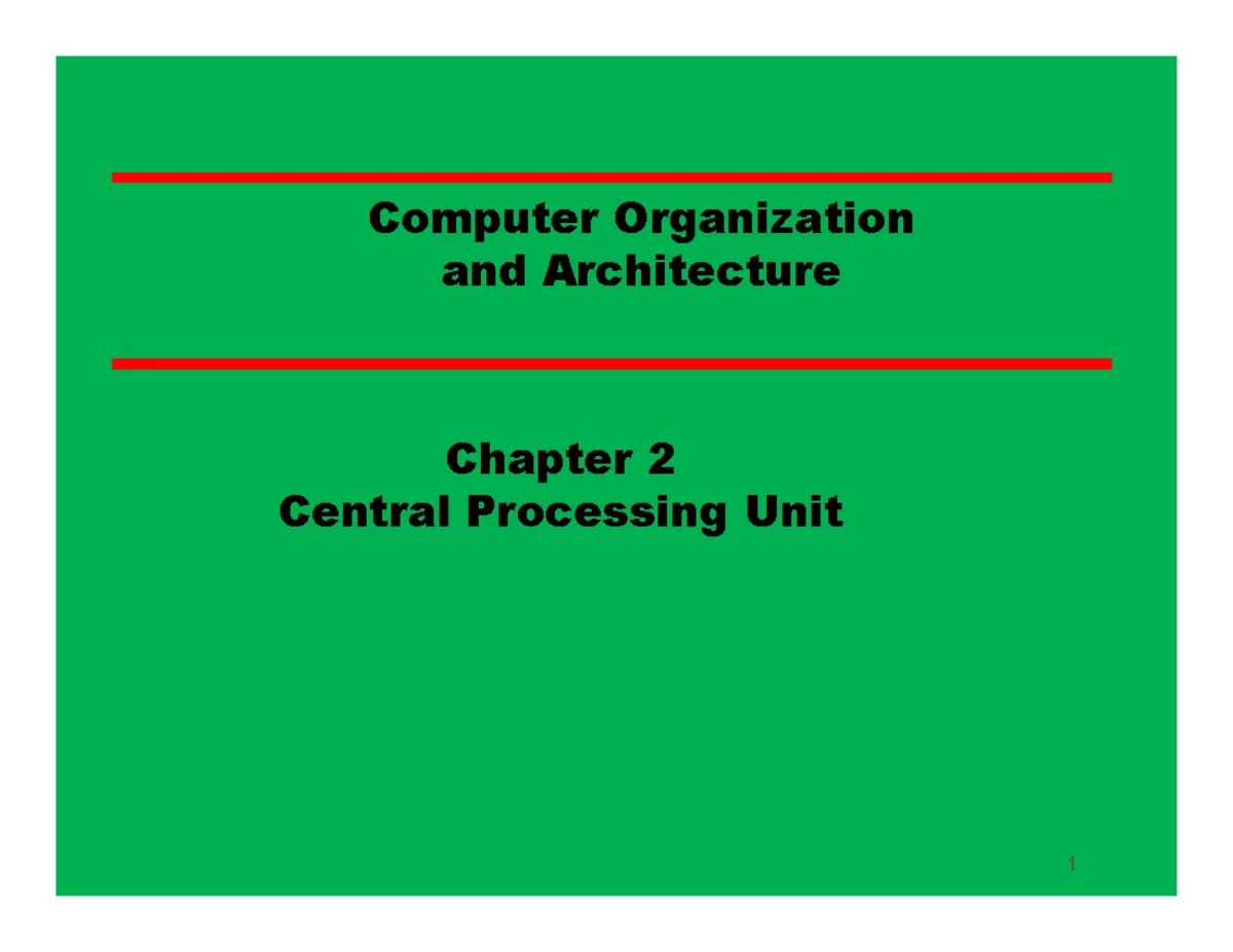 Computer Organization and Architecture Notes (Course Code: Ca ch 1 ...