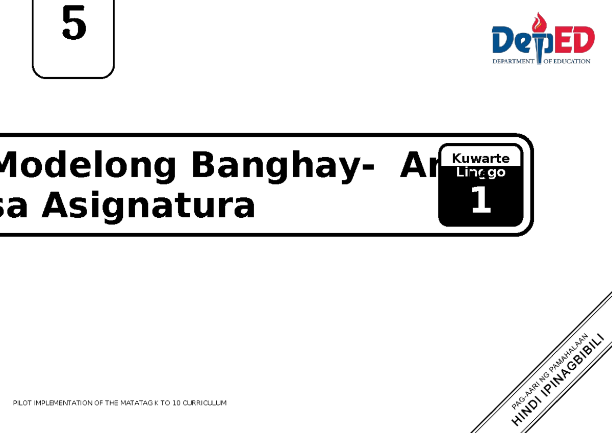 F2 Q1 LE Filipino Aralin 1: Linggo 1 sa Mitolohiyang Pilipino - Document Preview