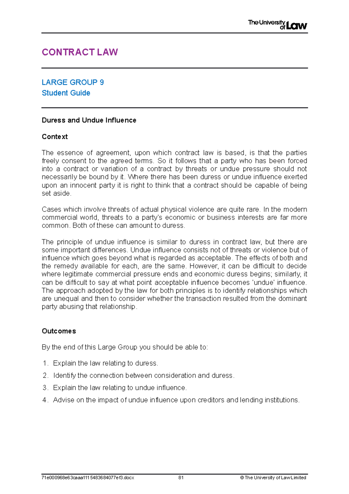 2122 llb contract lg9 ce01 student guide - CONTRACT LAW LARGE GROUP 9 ...