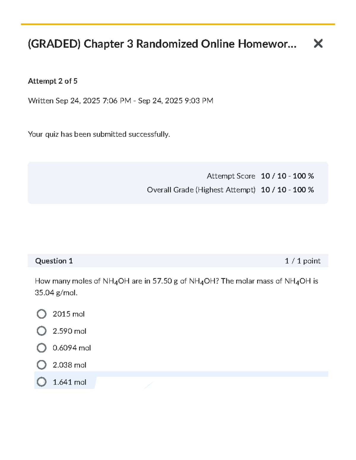 CHM LAB - Chapter 3 Randomized Quiz Practice Questions - Studocu