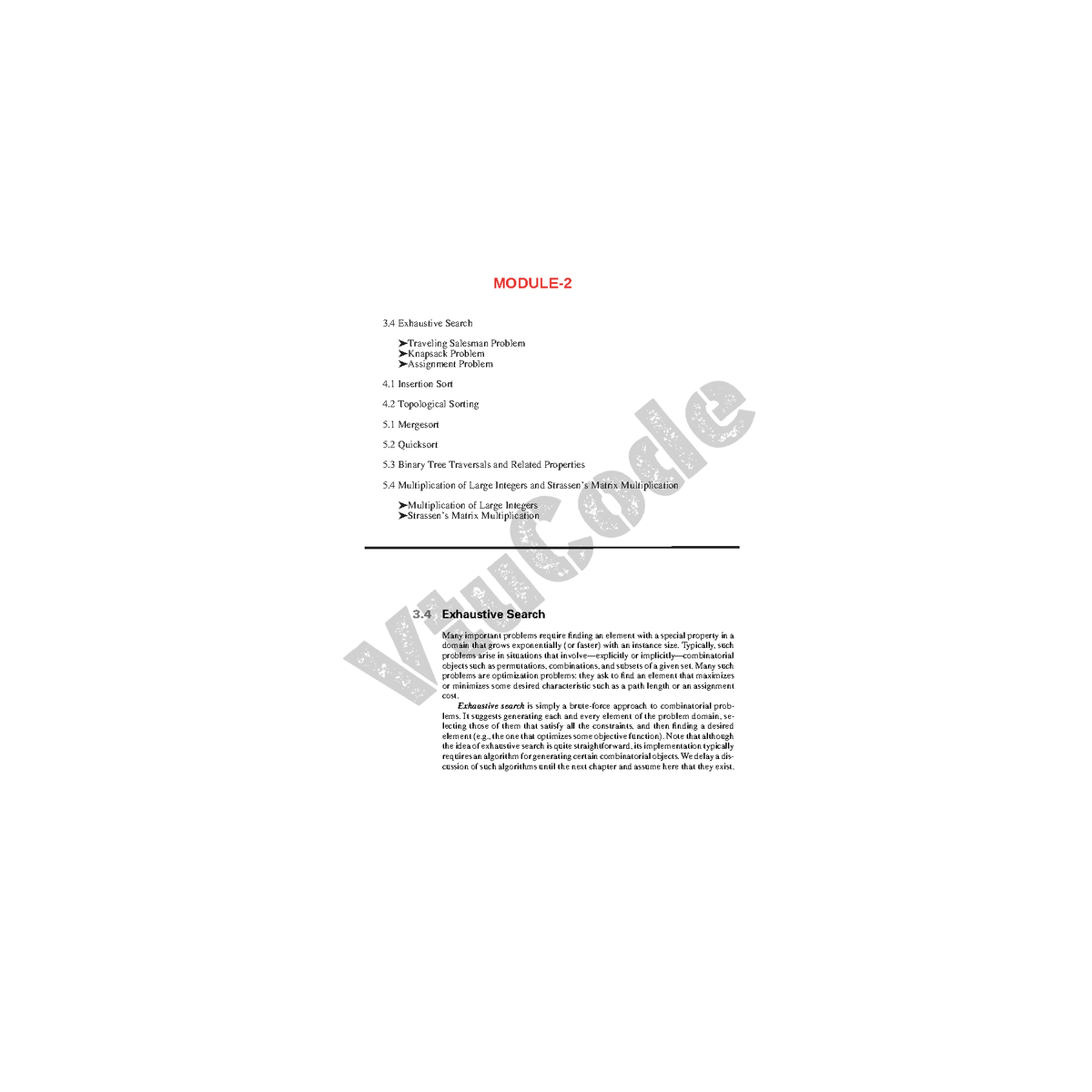 BCS401 Module 2: Exhaustive Search, Sorting Algorithms & Topological ...