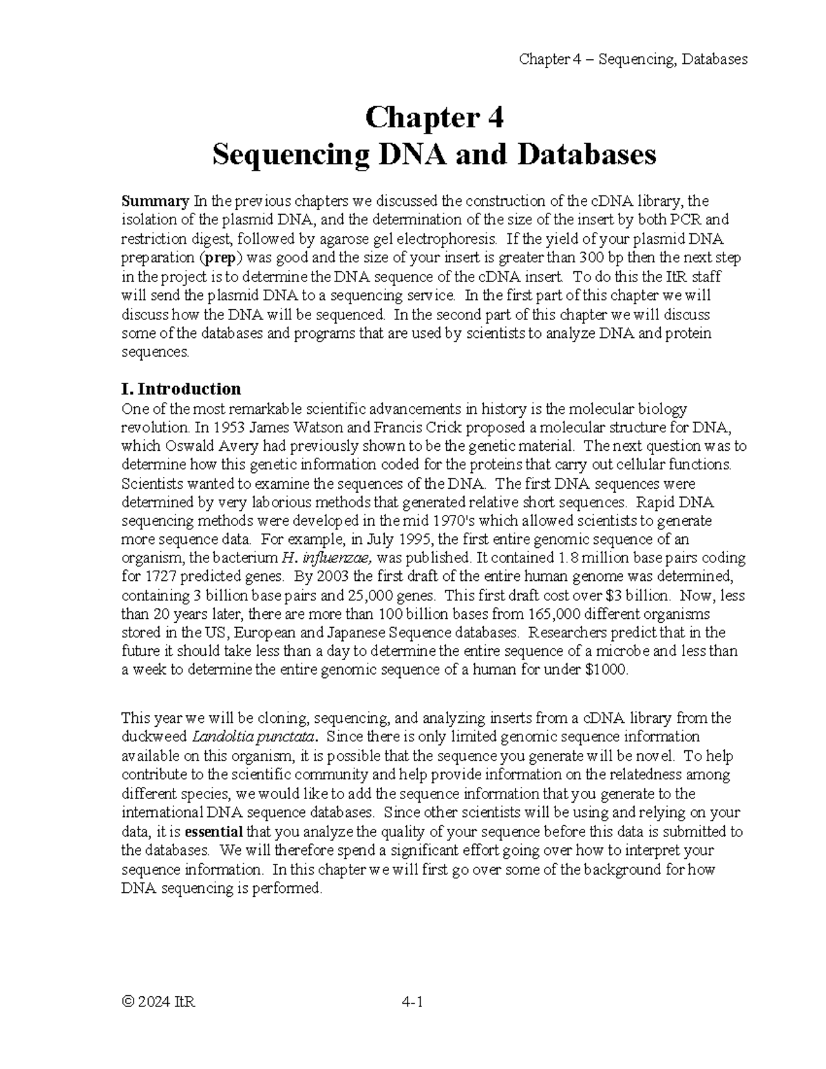 Chapter 4: DNA Sequencing Techniques and Database Analysis in CGen 2024 ...