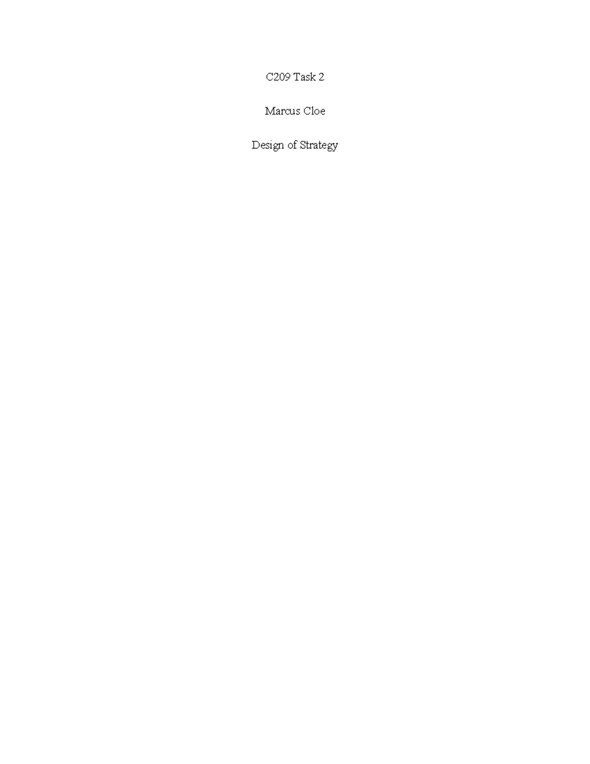 C209 Task 2 - Strategic Analysis and Planning for Company A - Studocu