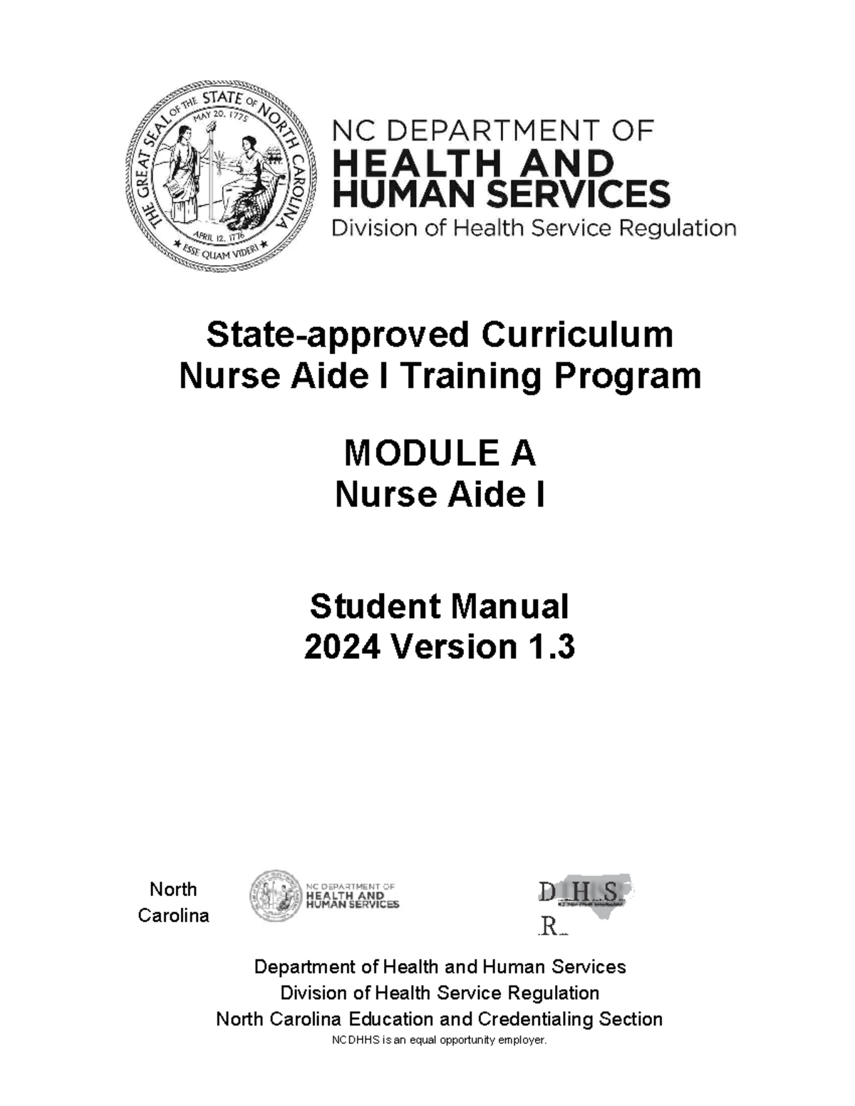 Nurse Aide I Training Program Curriculum Overview (NCDHHS, 2024) - Studocu