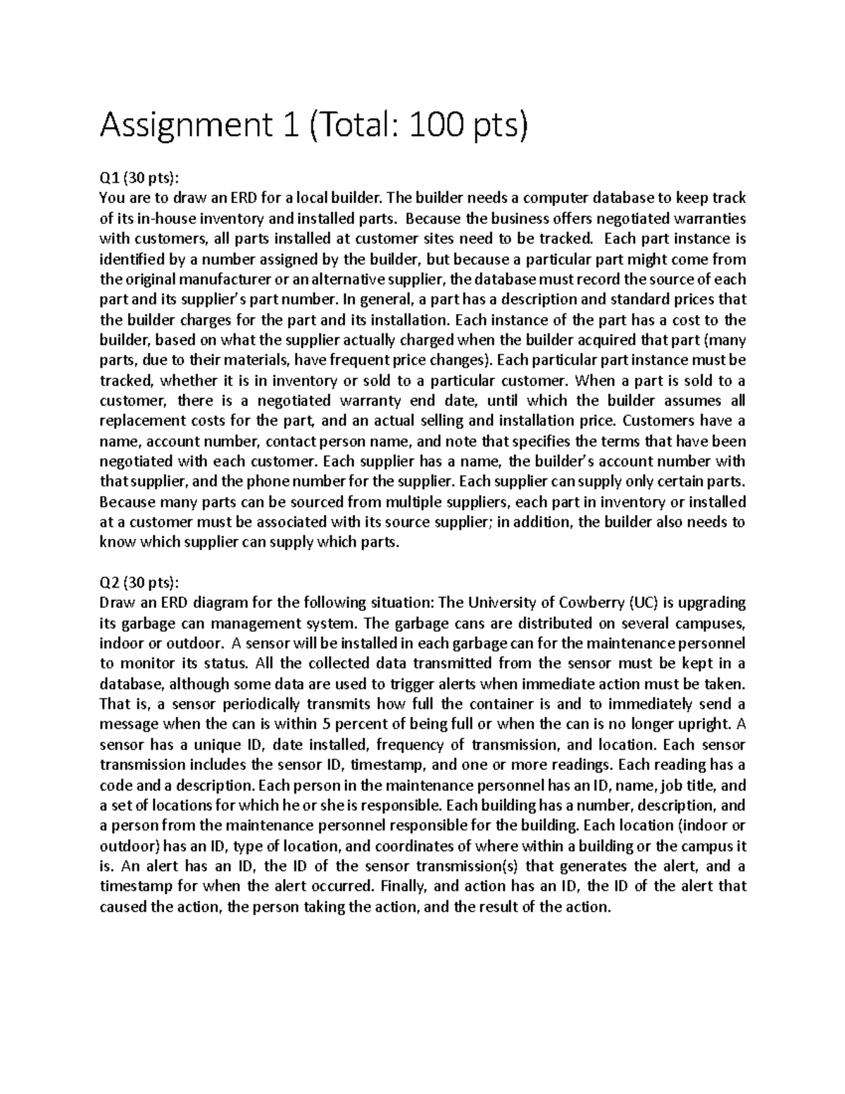 Assignment-1-2019 - Past 2019 Assignment - Assignment 1 (Total: 100 pts ...