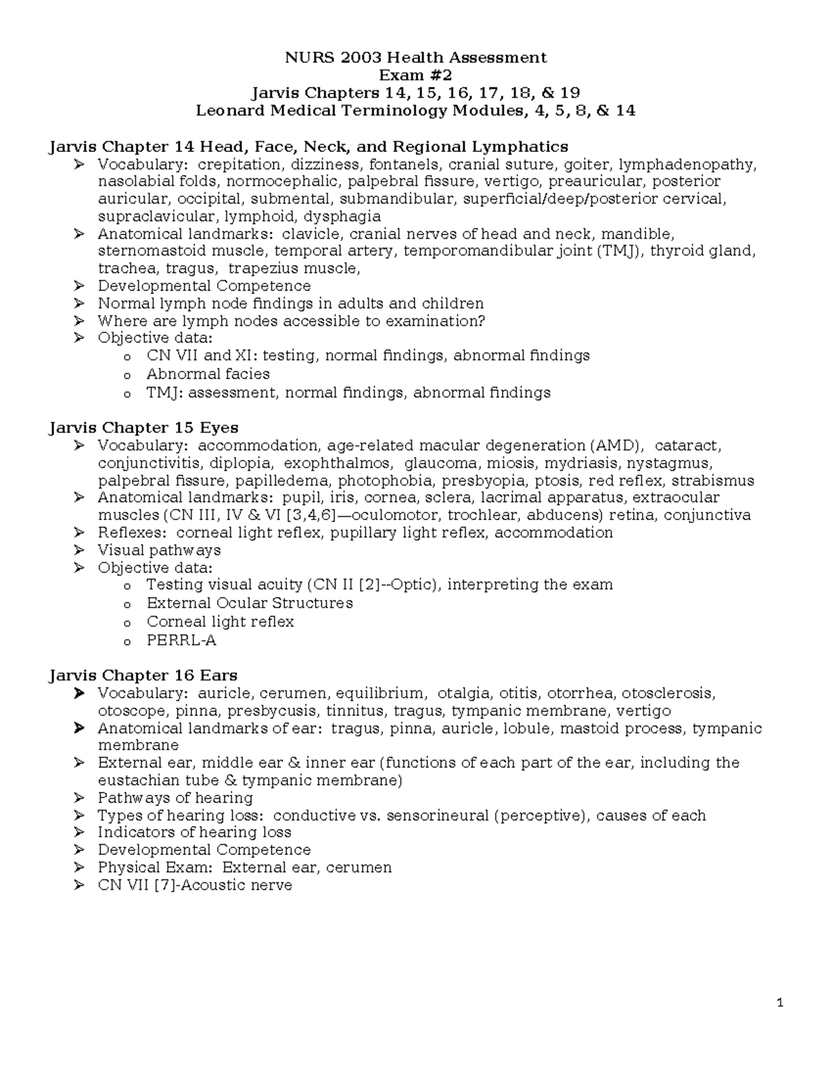 NURS 2003 Fall 2024 Exam 2 Study Guide: Health Assessment Overview ...