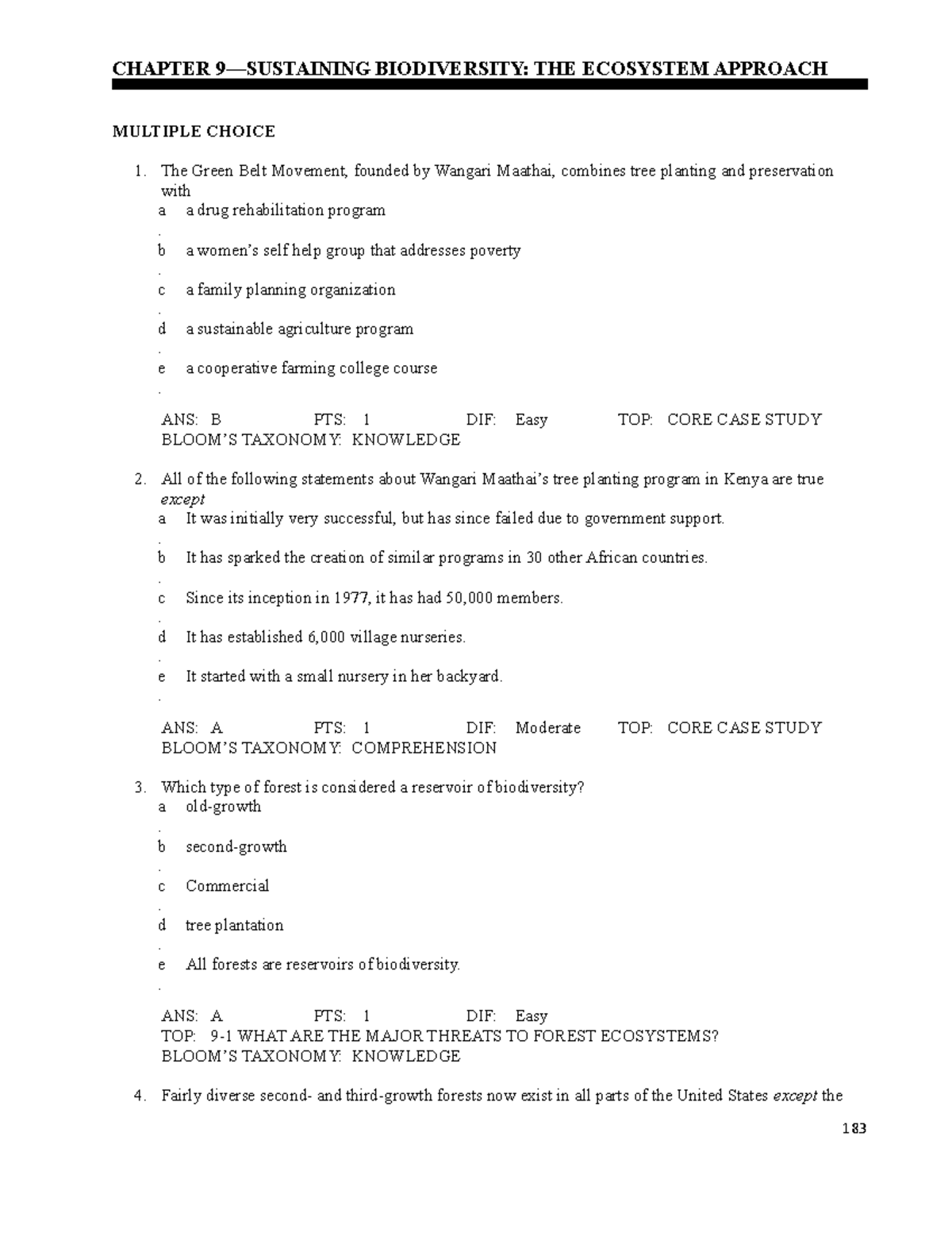 Chap 09 - Environmental Science - CHAPTER 9—SUSTAINING BIODIVERSITY ...