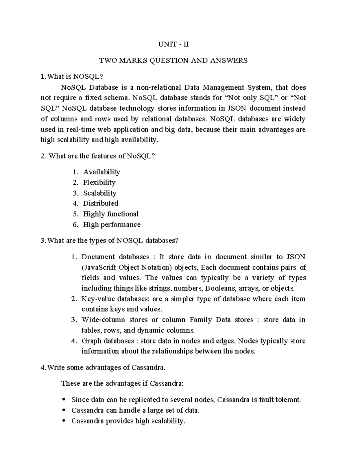 Big data 2 marks with answer - UNIT - II TWO MARKS QUESTION AND ANSWERS ...