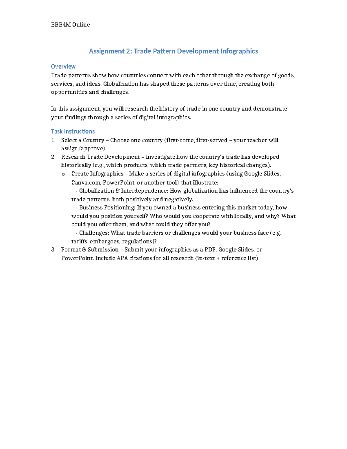 Assignment 2: Trade Pattern Development Infographics Overview - Studocu