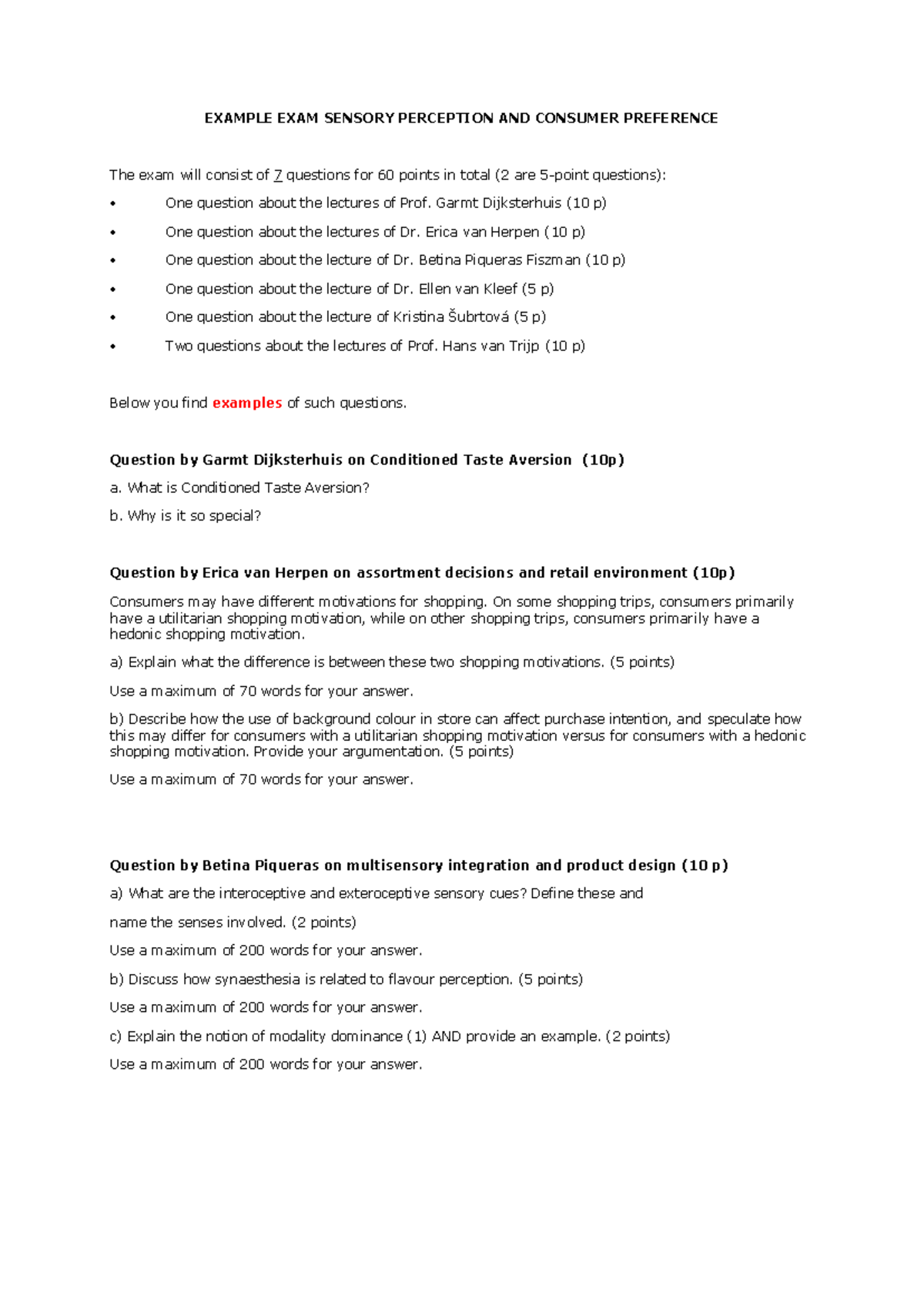 Sensory Perception Practice Exam 2020-2021: Key Questions & Insights ...