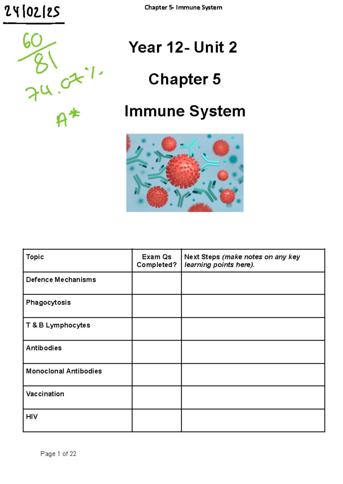Copy of (1) Chapter 5-Immune System - Year 12 - Unit 2 Chapter 5 Immune ...