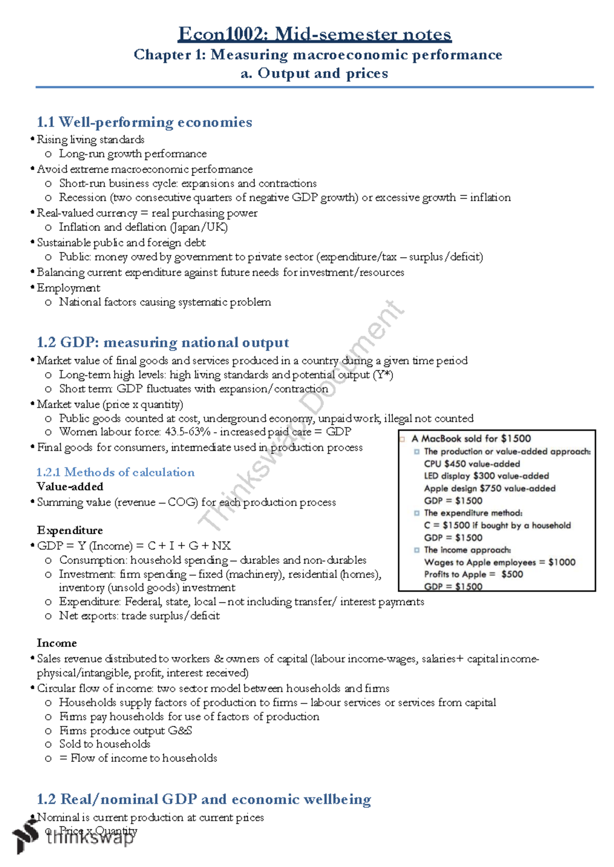 ECON1002 Notes - Lecture note 1-7 - Econ1002: notes Chapter 1 ...