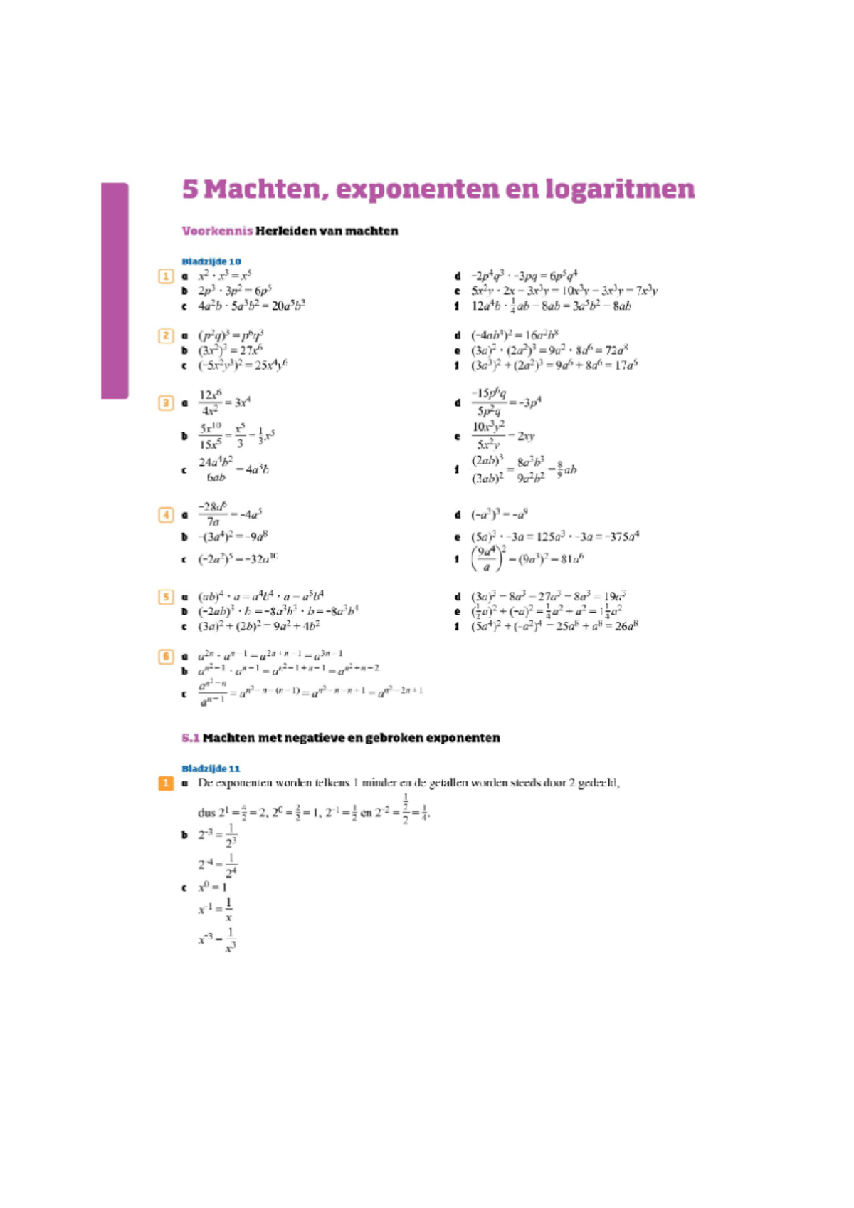 VWO Wis B Hst. 5: Machten, Exponenten en Logaritmen - 12e Editie ...