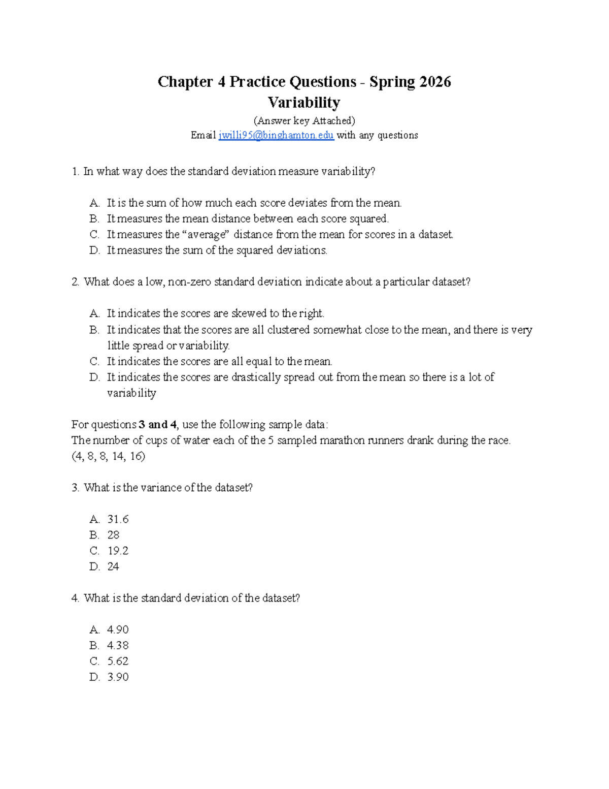 Chapter 4 Practice Questions (Answer Key Included) - Variability - Studocu