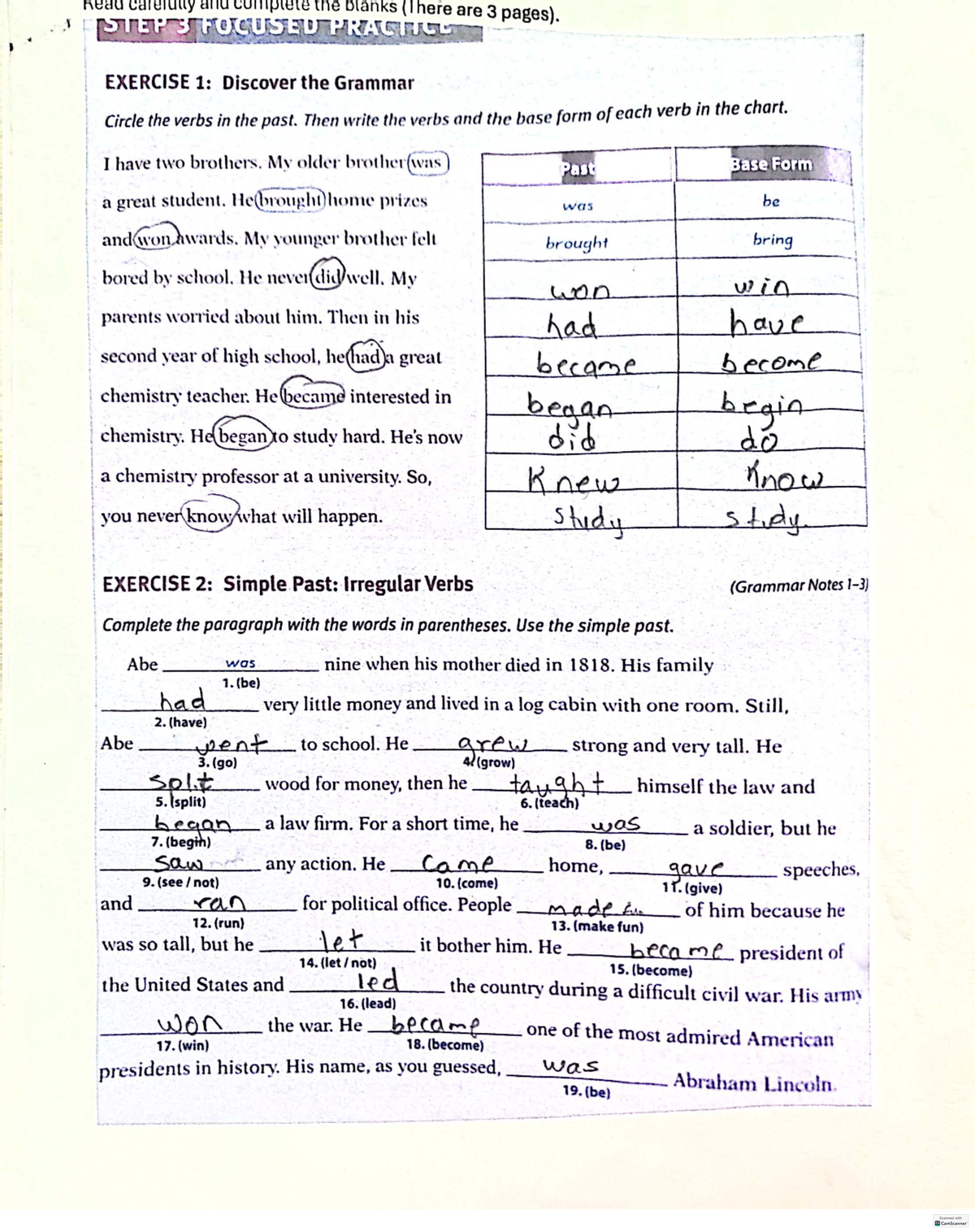 Homework: Simple Past Practice Exercises (3 Pages) - Studocu