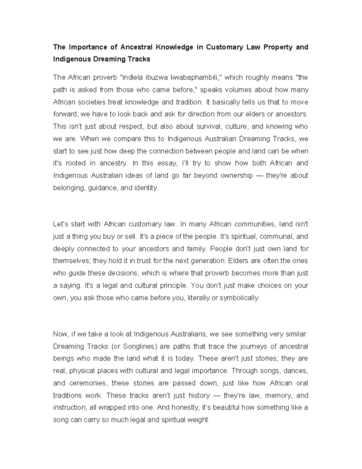 Ancestral Knowledge and Land Law: African & Indigenous Perspectives ...