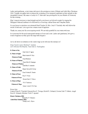 Script for Emcee in Christmas Coronation - Video Script for Emcee ...