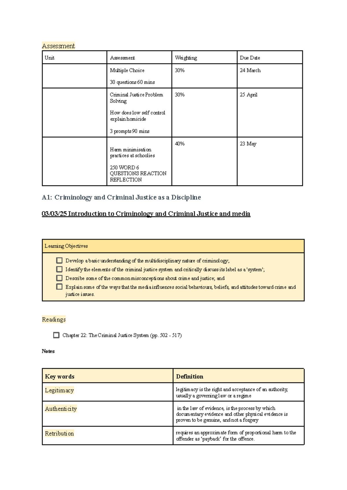 Criminology and Criminal Justice: Key Concepts and Theories (A1) - Studocu