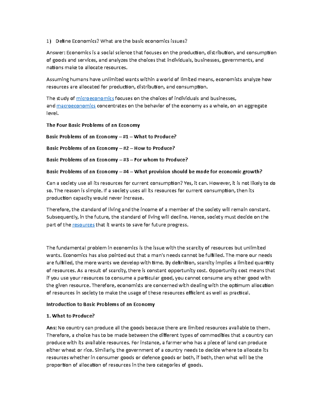 ECO 501, Midterm 1 Study Guide - Basic Economics Concepts Explained ...