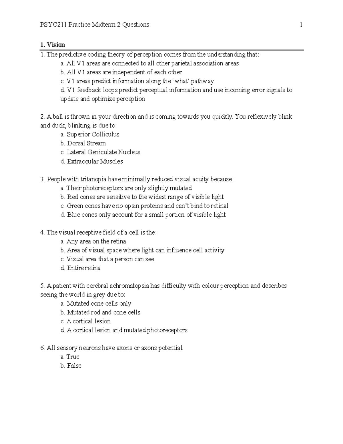 PSYC211 Practice Midterm 2 Questions - Studocu