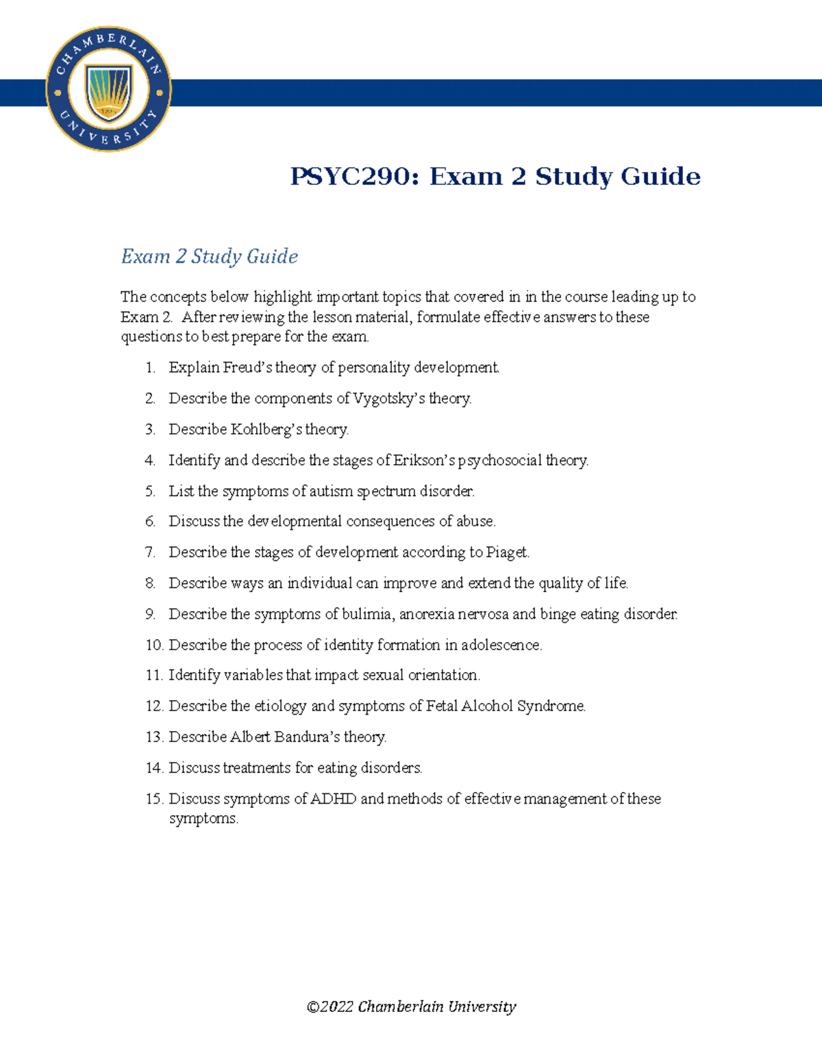 PSYC290 Exam 2 Comprehensive Study Guide & Key Concepts - Studocu