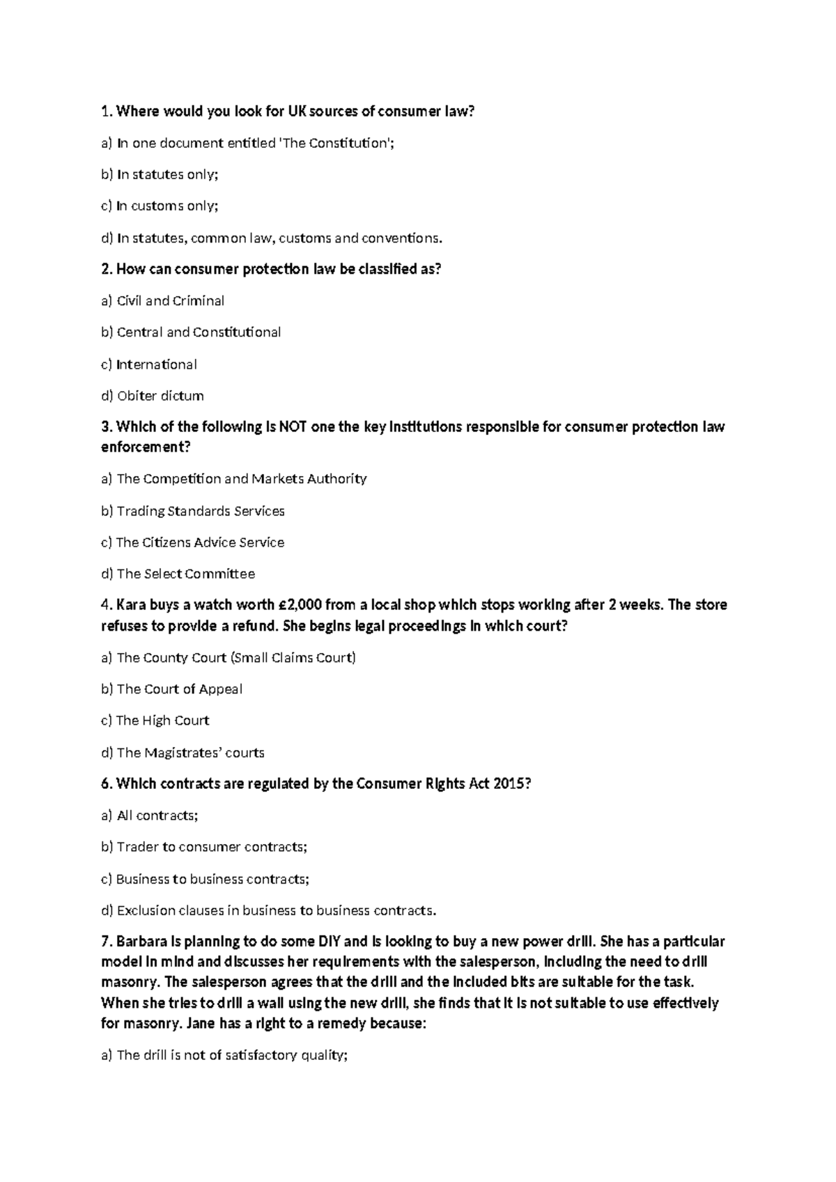 Consumer Law Overview: Key Concepts & Case Studies (1) - Studocu