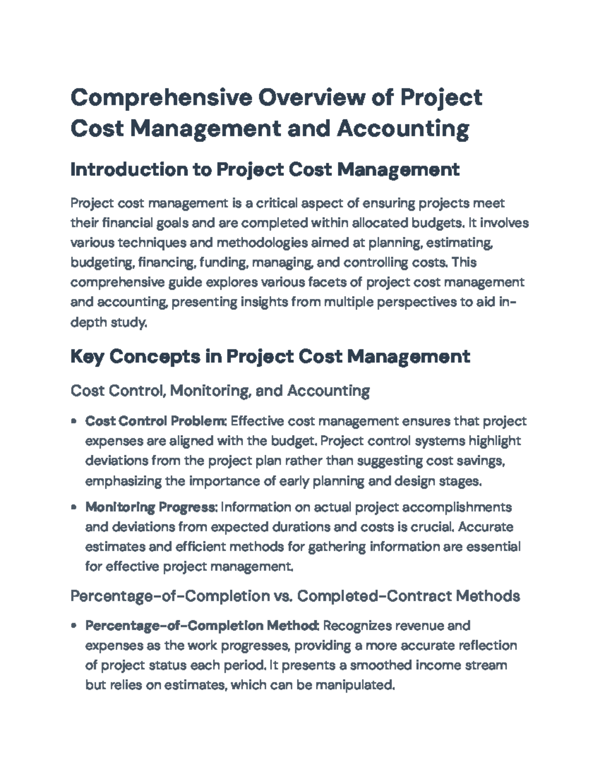 Comprehensive Guide to Project Cost Management and Accounting ...