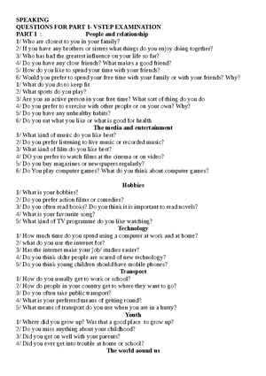 Topic b2 speaking okokok - PART 2: DESCRIBE Topic 1: describe a game or ...