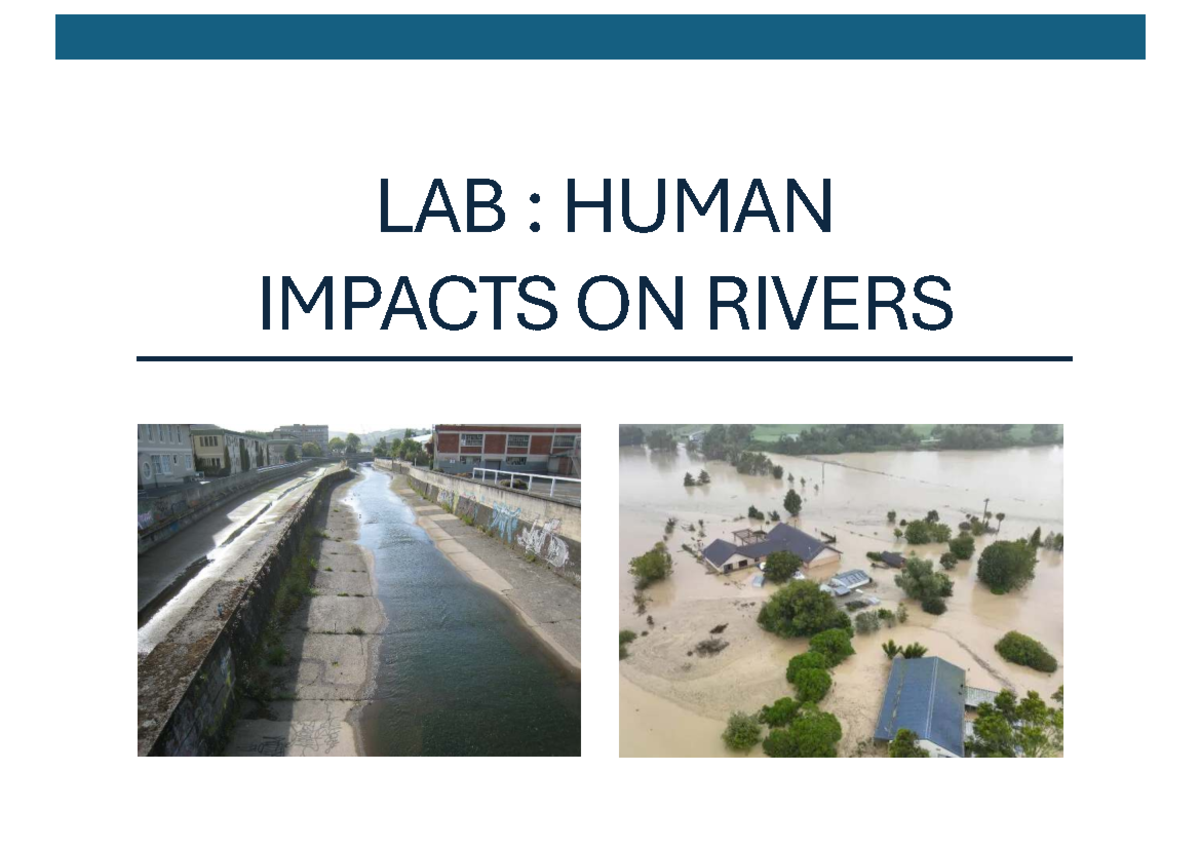 LAB: HUMAN IMPACTS ON RIVERS - Examining The Water of Leith - Studocu