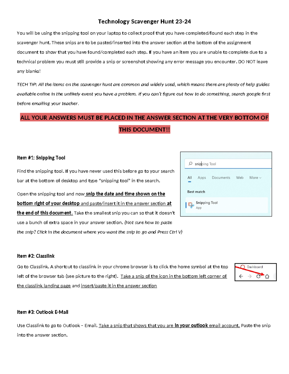 23-24 Tech Scavenger Hunt Assignment Instructions and Steps - Studocu