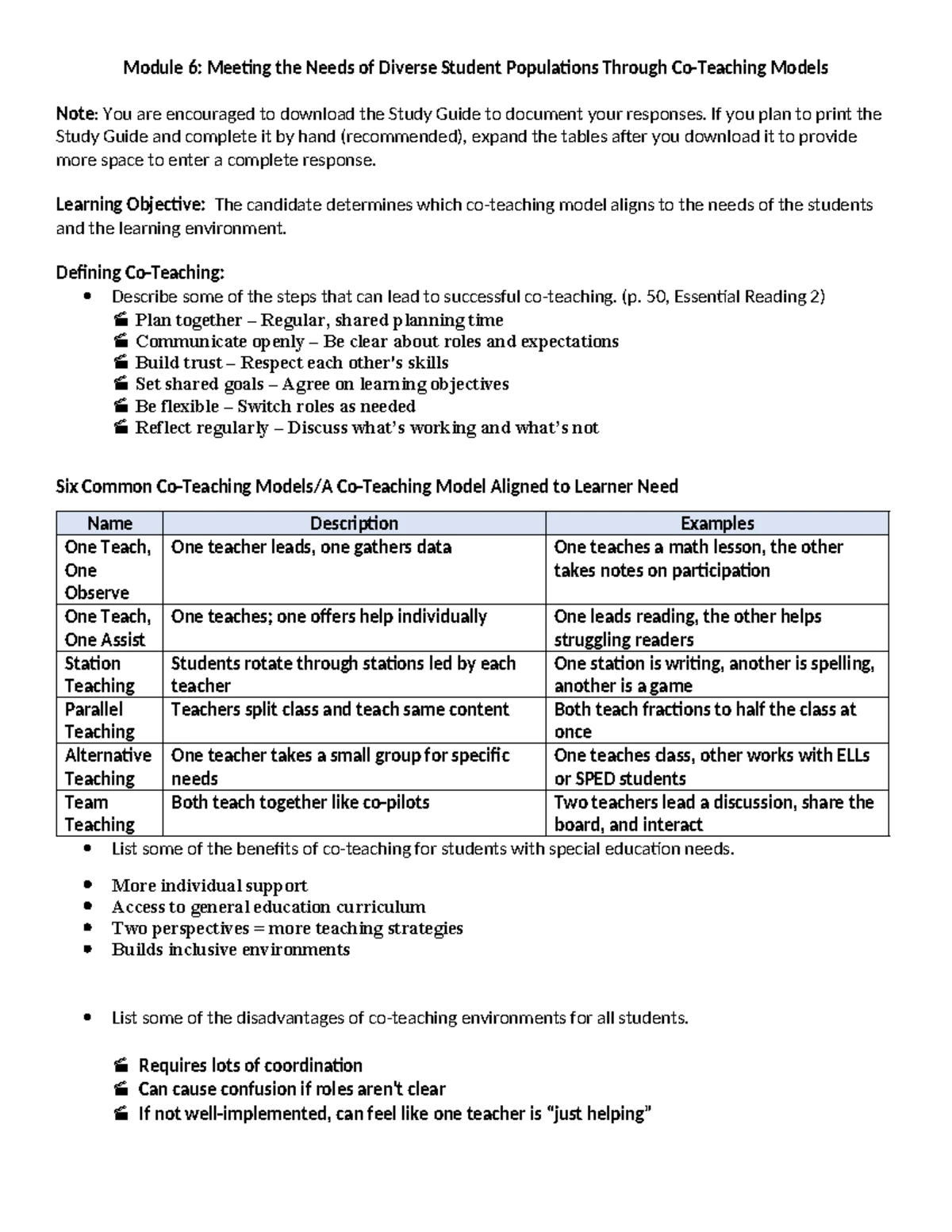Module 7: Differentiating instruction for diverse learner needs - Studocu
