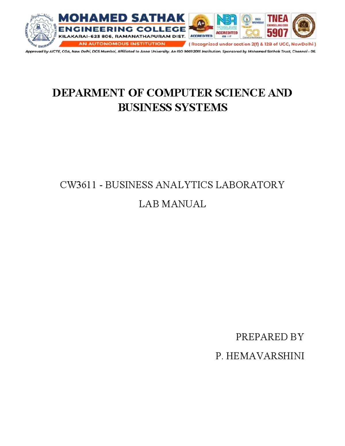 BA Front PAGE - computer science and engineering - DEPARMENT OF ...