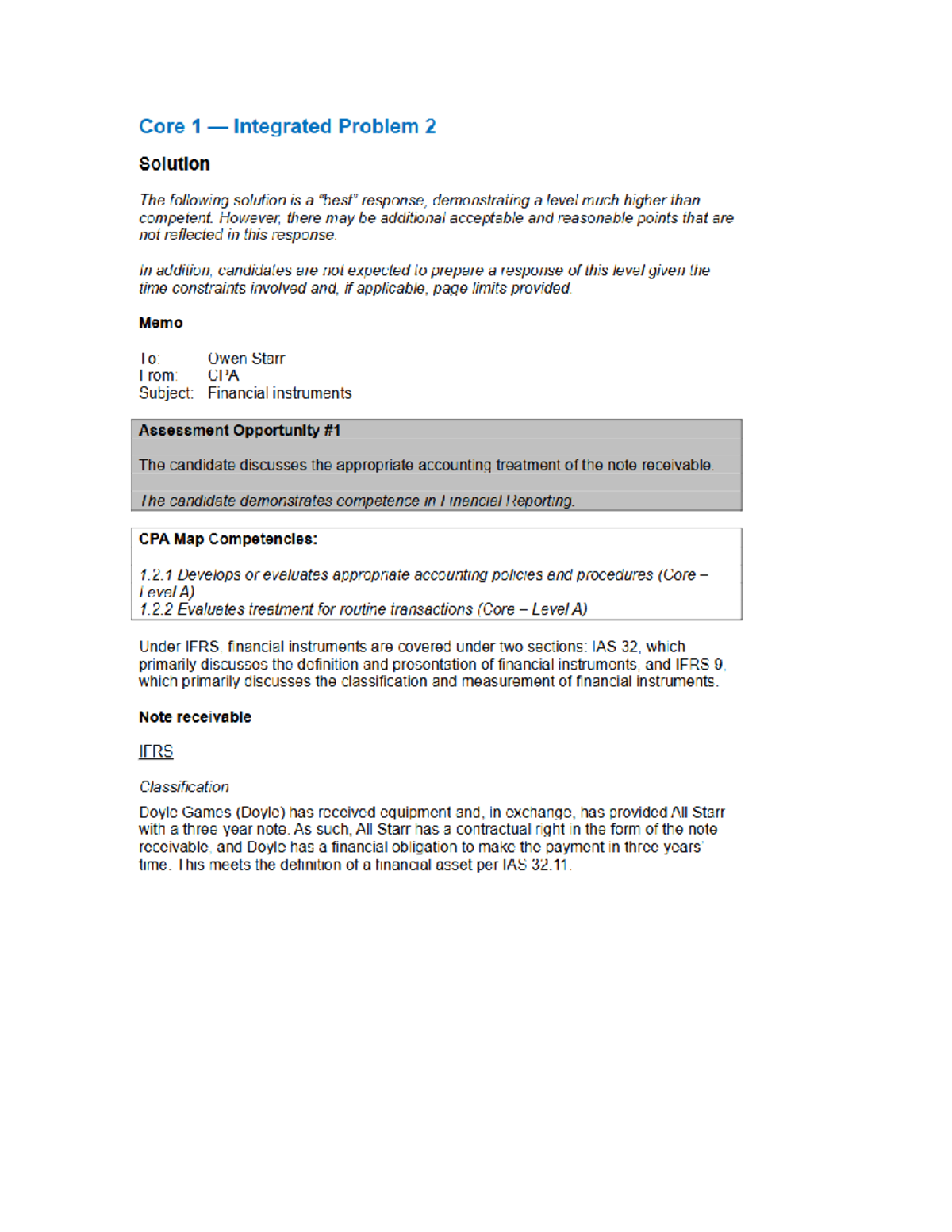 Core 1 IP2 Financial Instruments Solution and Analysis - Studocu