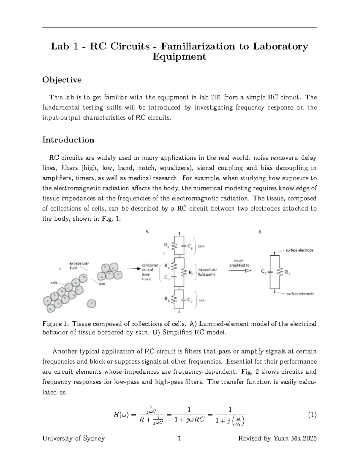 ELEC2104 Lab 1: Familiarization with RC Circuits and Equipment - Studocu