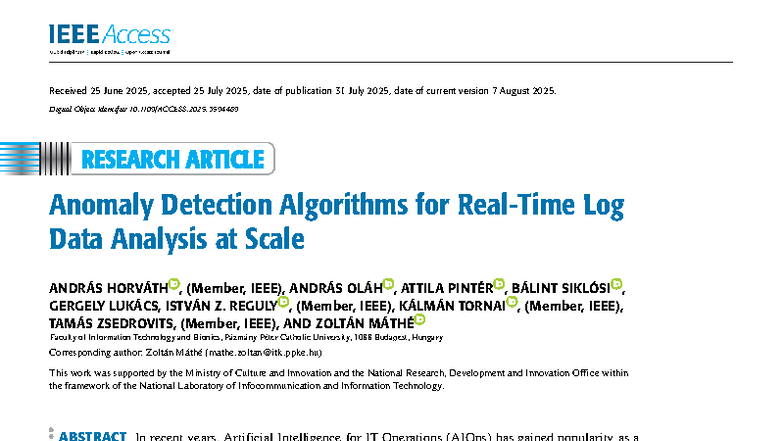 Anomaly Detection Algorithms for Log Data Analysis at Scale (2025 ...
