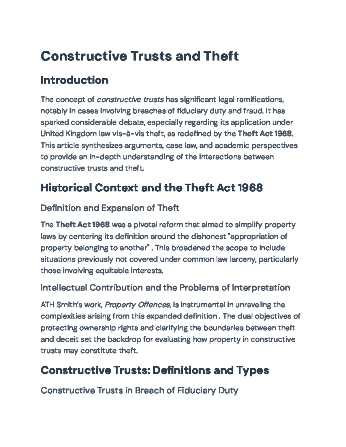 Constructive Trusts and Theft Under UK Law: Key Cases and ...
