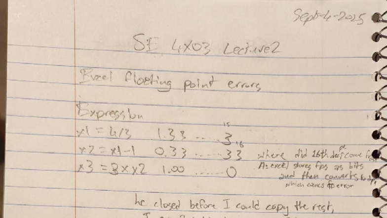 4X03 Lecture 2 - Floating Point Errors and Notation Review - Studocu