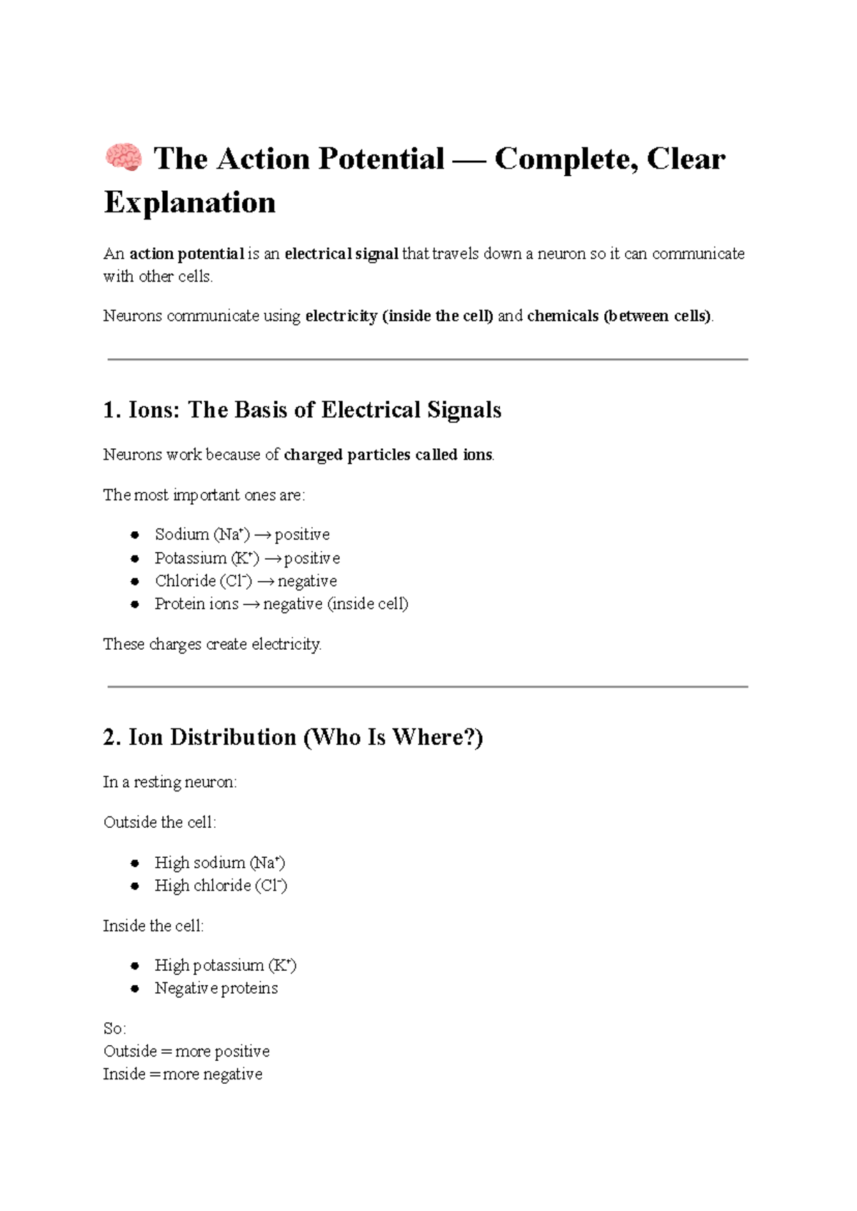 PSYB64 Midterm Review: Understanding Action Potentials and Neuron ...