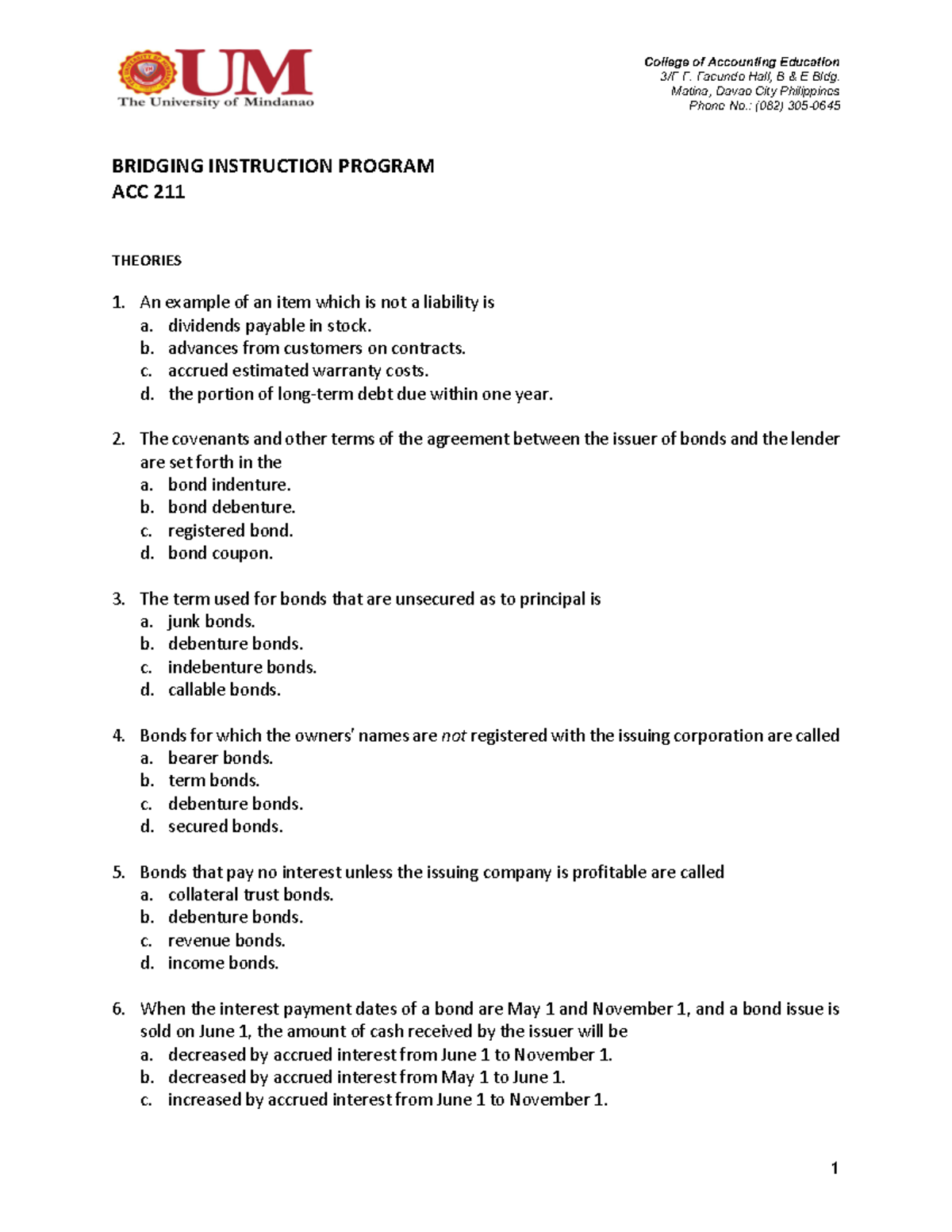 BIP Week 10-1 Bridging instructional program - 3/F F. Facundo Hall, B ...