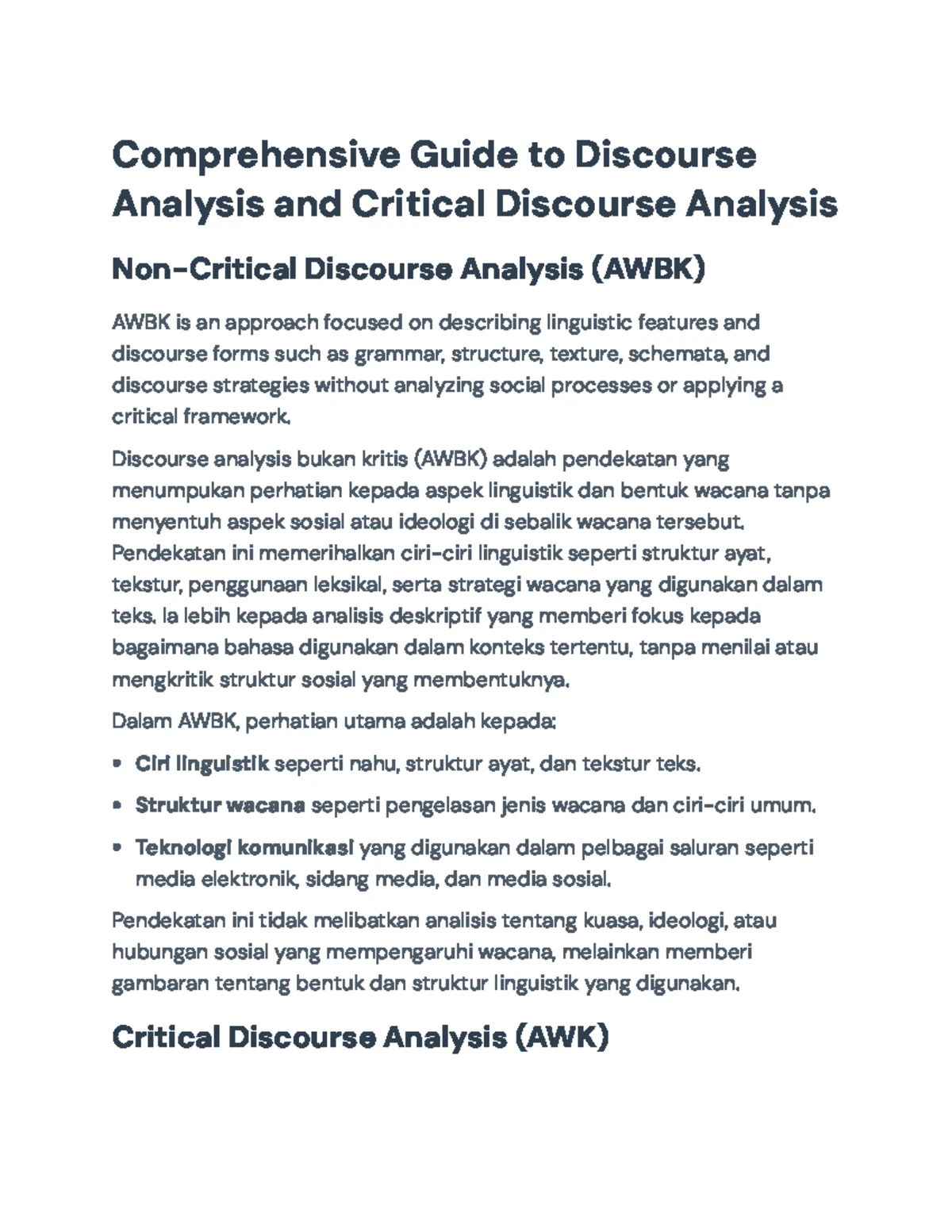 Comprehensive Guide to CDA Techniques and Theories in Discourse ...