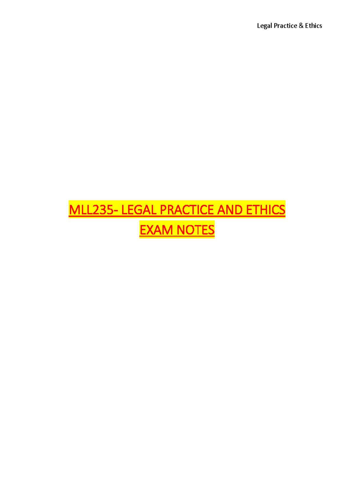 Legal Practice Ethics Exam Notes: Understanding Professional Conduct ...